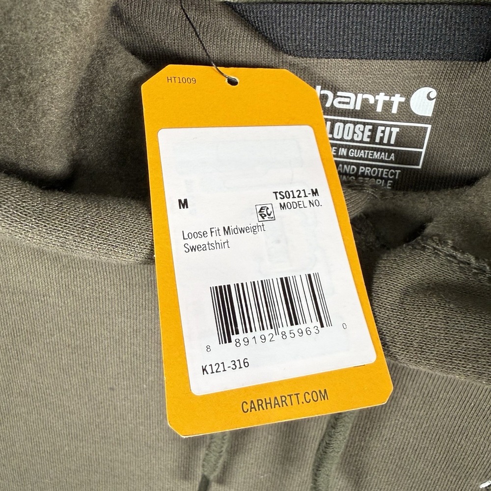 Carhartt Loose Fit Midweight Greeen Sweatshirt/Hoodie TS0121-M Medium New *logo - Picture 4 of 6